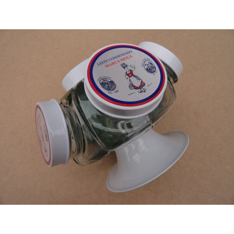 Baleiro Vidro Temático Leite Moça Giratório Médio Novo