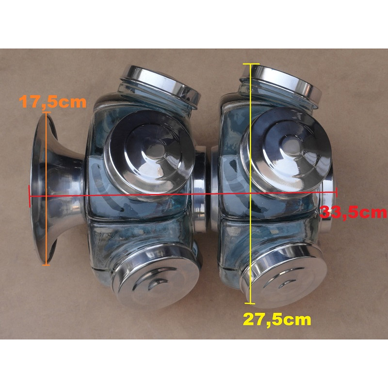 Baleiro Giratório de Vidro Médio 2 Andares Decorativo Duplo Tampa Alumínio