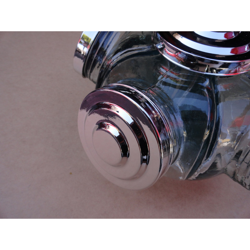 Baleiro Giratório Médio Em Vidro Decorativo Tampa Prata