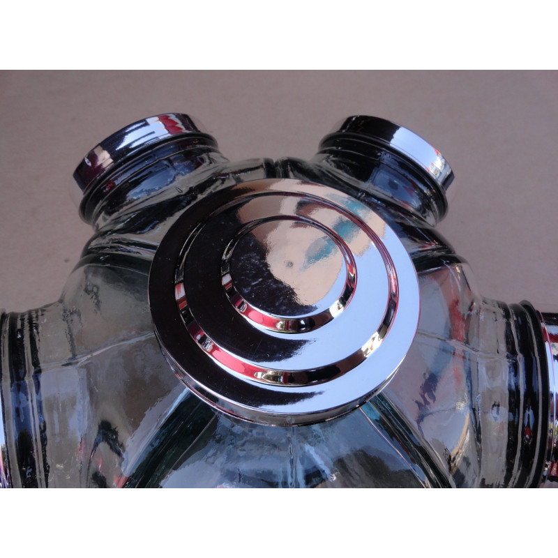 Baleiro Giratório Médio Em Vidro Decorativo Tampa Prata