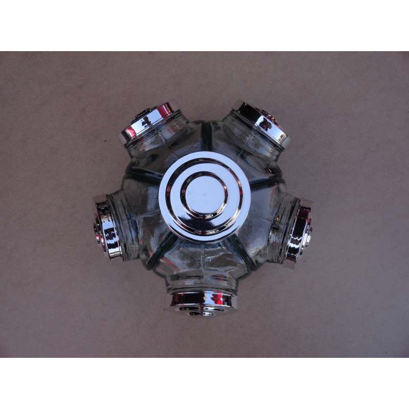 Baleiro Giratório Médio Em Vidro Decorativo Tampa Prata