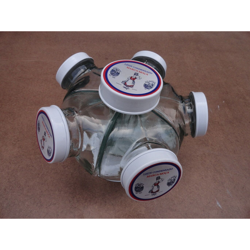Baleiro Vidro Temático Leite Moça Giratório Pequeno Novo