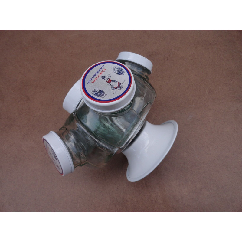 Baleiro Vidro Temático Leite Moça Giratório Pequeno Novo