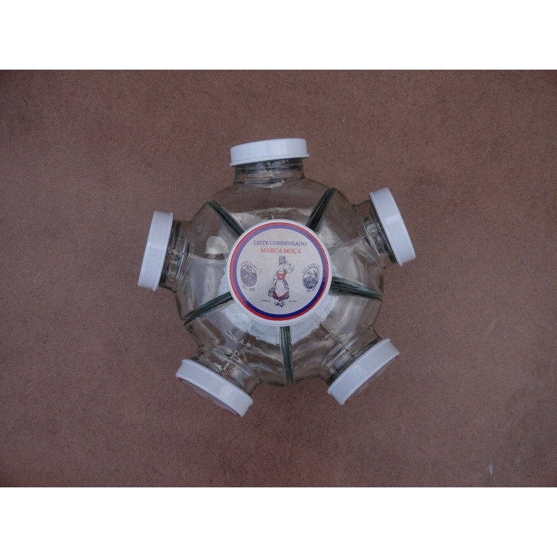 Baleiro Vidro Temático Leite Moça Giratório Pequeno Novo