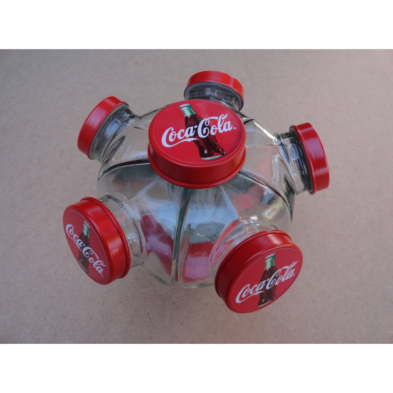 Baleiro Vidro Temático Coca Cola Giratório Pequeno Novo