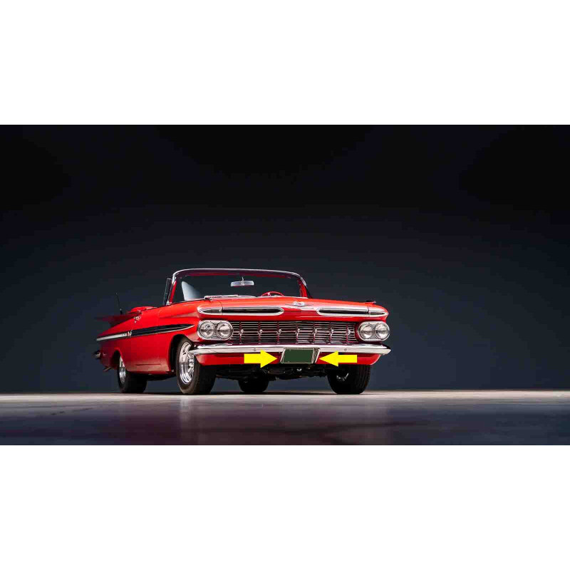 Batente Parachoque Dianteiro Placa Chev Impala Bel Air 1959 Cromado - Par