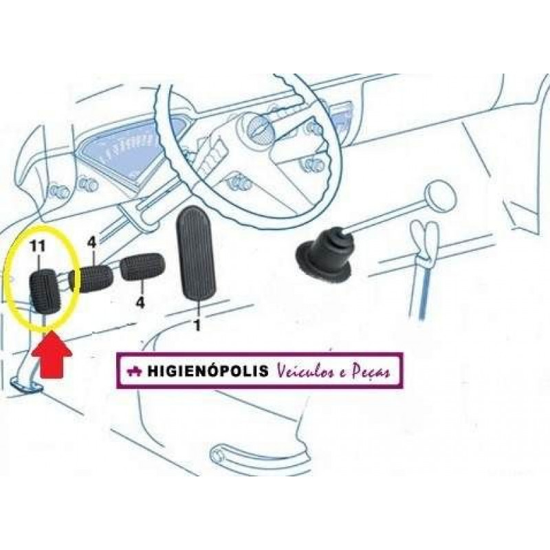 Borracha Pedal Freio Pé - Unitário