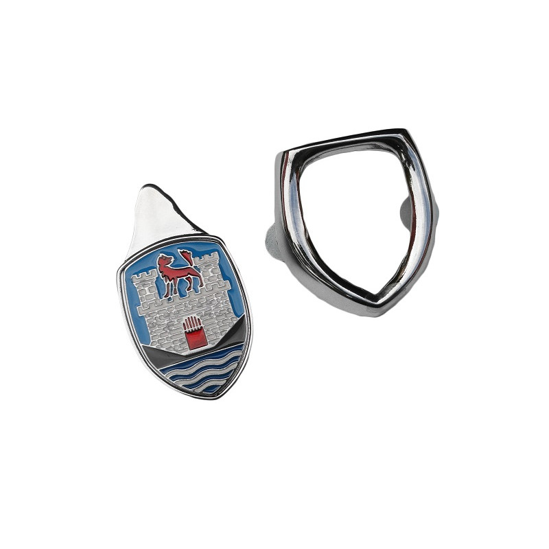 Emblema Brasão Capô com Moldura Wolfsburg Azul Fusca até 1966