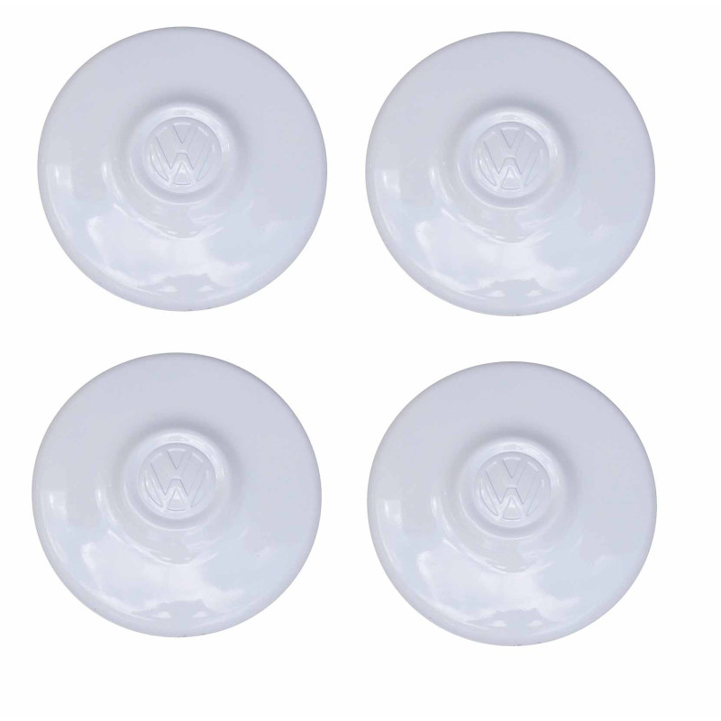 Calota Branca Vw Kombi Fusca Variant Roda 4 Furos Metal - Jogo