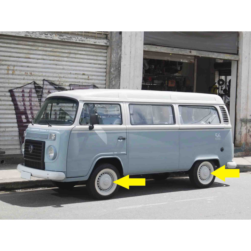 Calota Branca Vw Kombi Fusca Variant Roda 4 Furos Metal - Jogo