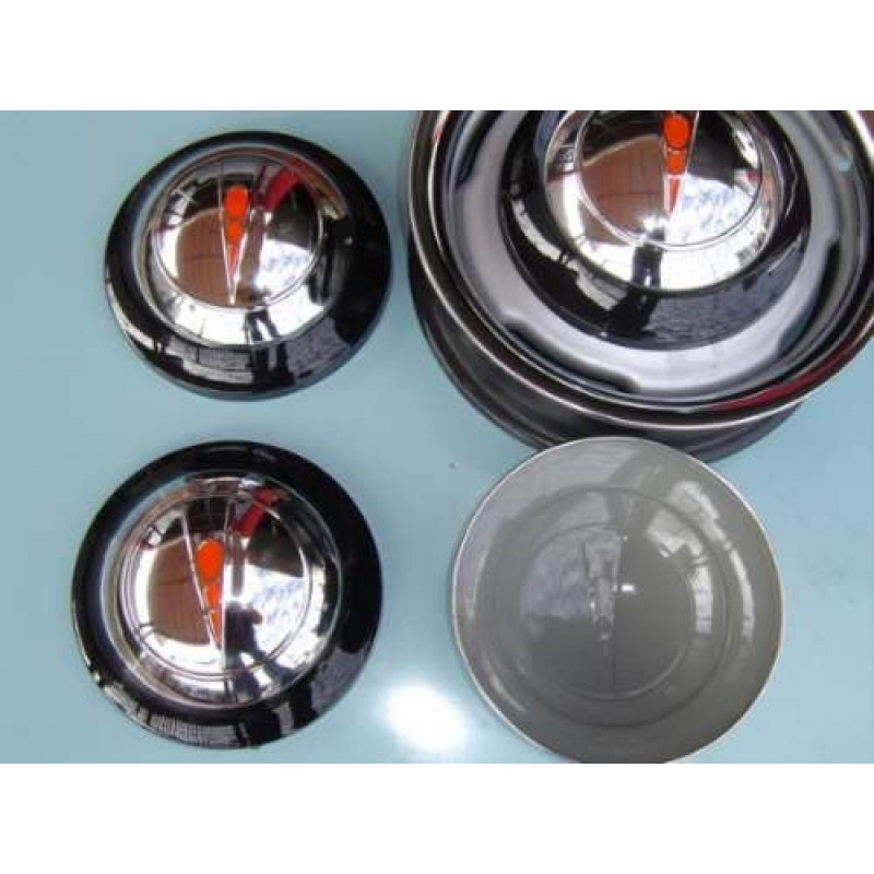 Calota estilo Ford 1937 e Hot Rods p/ encaixe em roda Galaxie Landau - Jogo