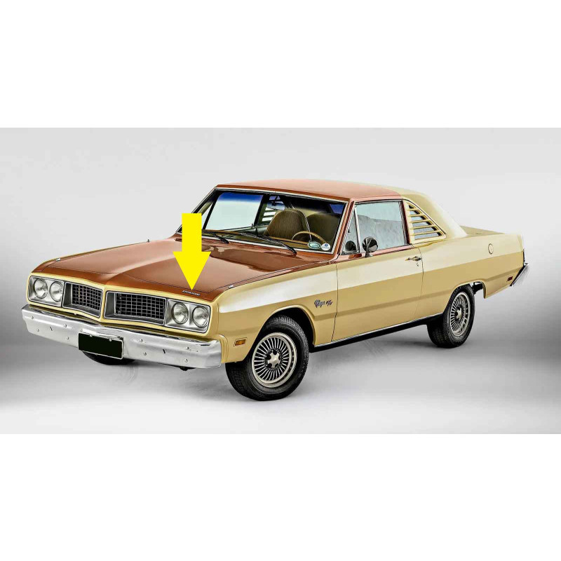 Emblema Capô Painel Frontal Dodge Polara 1800 Dart Charger Le Baron Metal Cromado Parafuso