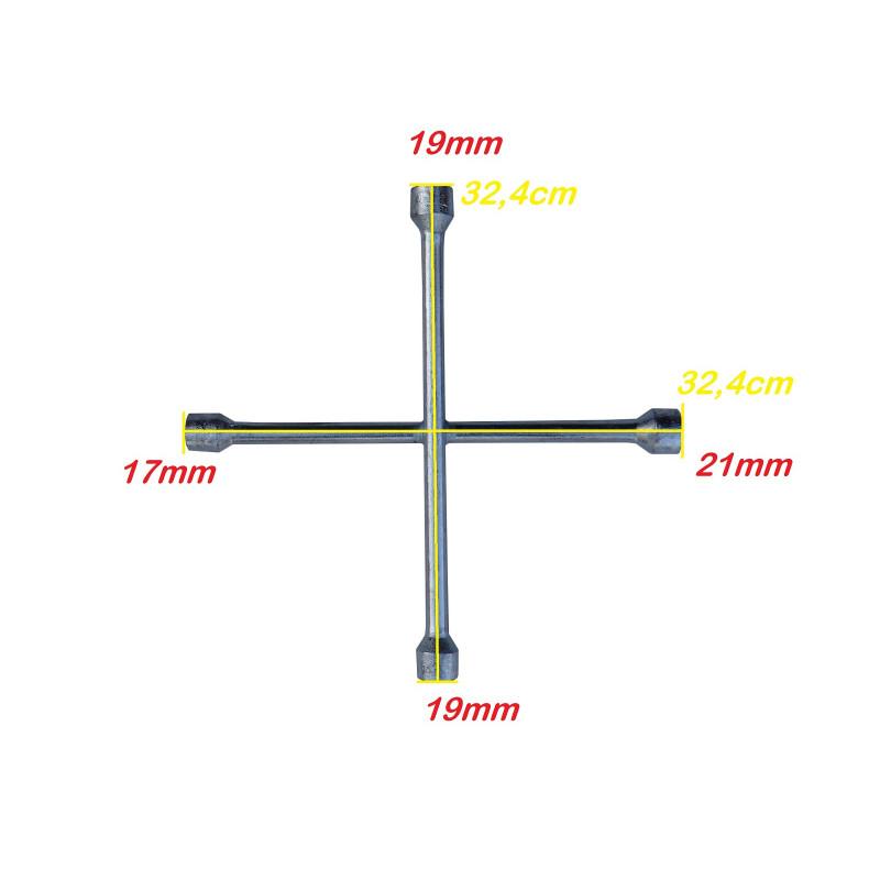 Chave de Roda Cruz 4 Bocas 17mm 19mm 19mm 21mm Nova