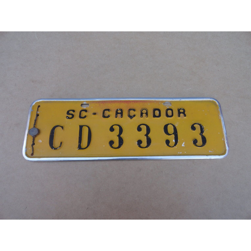 Placa Amarela Antiga Carro Retangular Década 70 80 SC