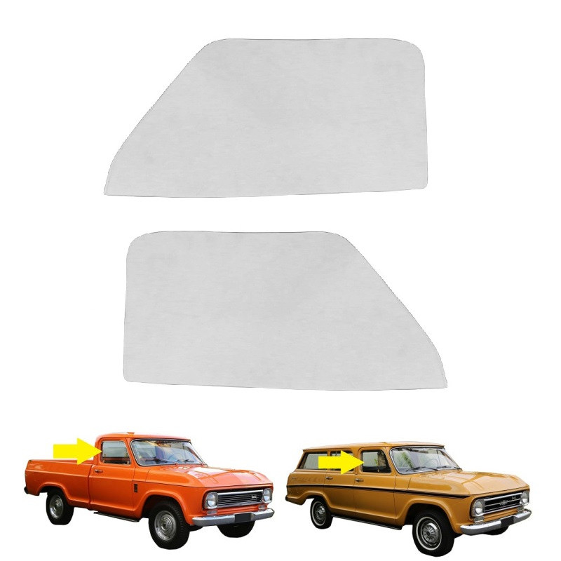 Vidro Porta Inteiriço C-10 D-10 C-14 C-15 Veraneio Sem Quebra Vento Incolor - Par