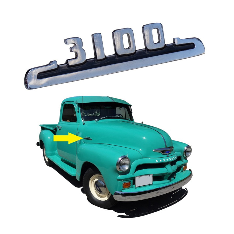 Emblema 3100 Lateral Chevrolet Boca Sapo e Bagre 1953 a 1955 Novo - Unitário
