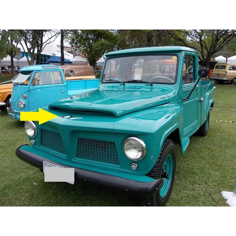 Emblema Frontal "W" Willys Rural e F-75 1960 a 1971 Cromado