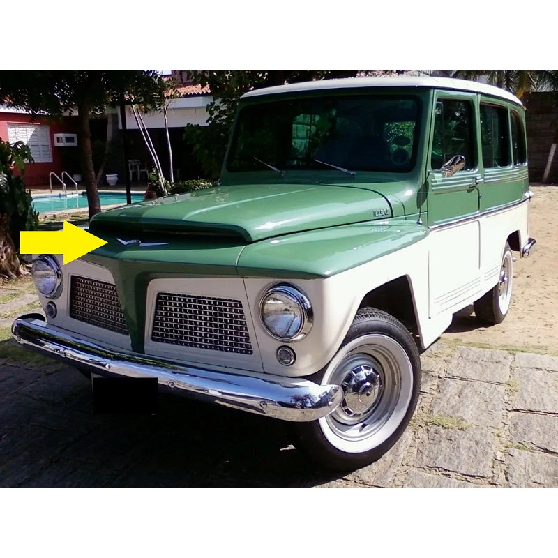 Emblema Frontal "W" Willys Rural e F-75 1960 a 1971 Cromado