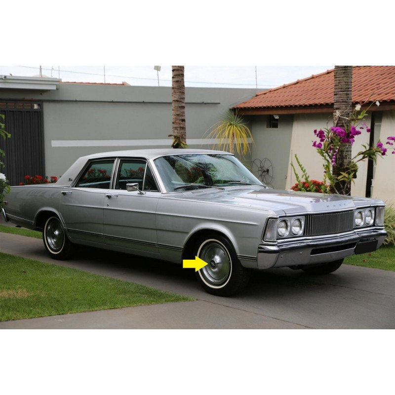 Emblema Central da Calota + Copo de Fixação Landau Galaxie LTD 1976 em diante - Jogo