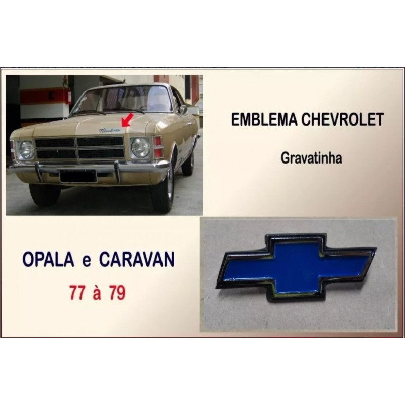 Emblema Chevrolet Gravatinha Opala e Caravan 77 à 79 Cromado com Preto