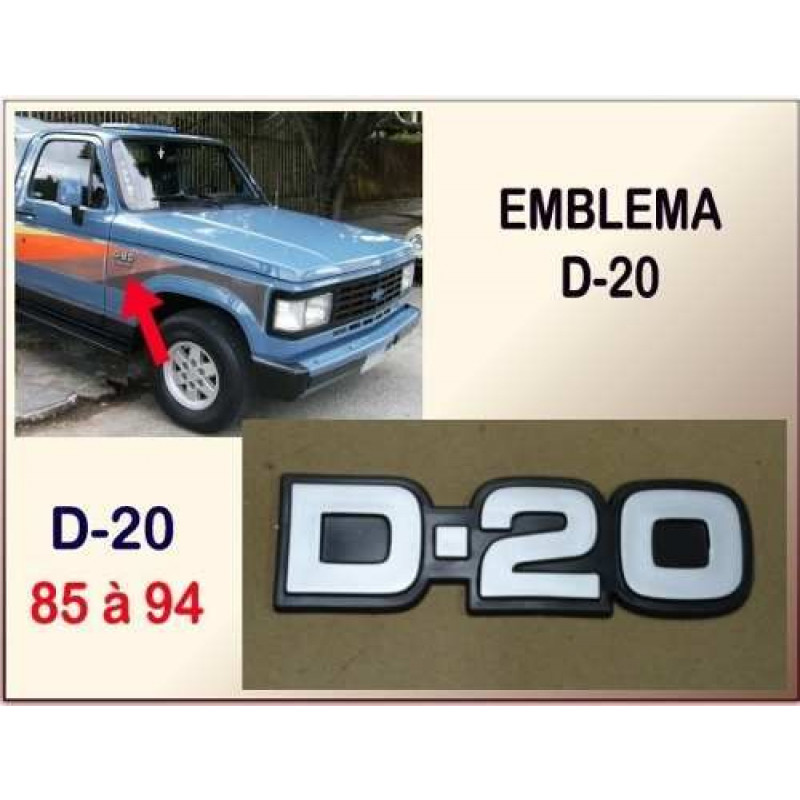 Emblema D-20 85 à 94 Plástico Cinza