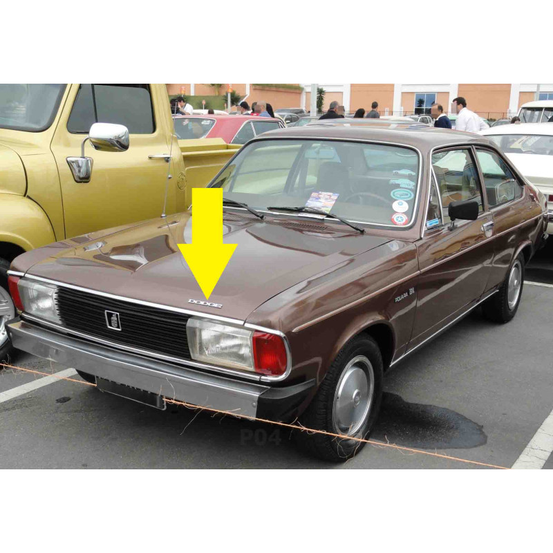 Emblema Capô Painel Frontal Dodge Polara 1800 Dart Charger Le Baron Metal Cromado Parafuso