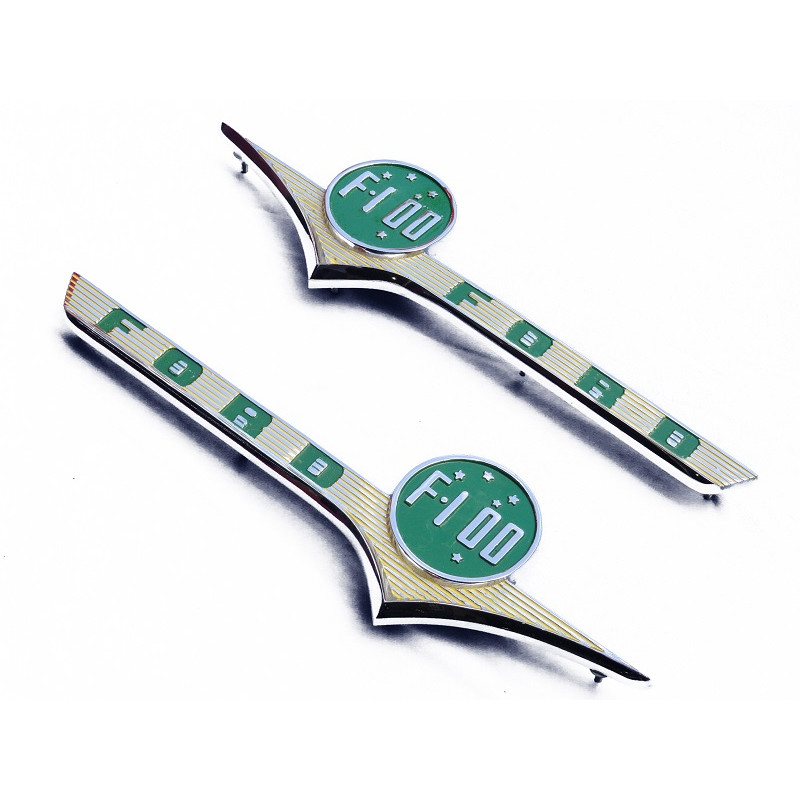 Emblema Lateral Ford F-100 58 à 61 Nacional Cromado Novo Par 