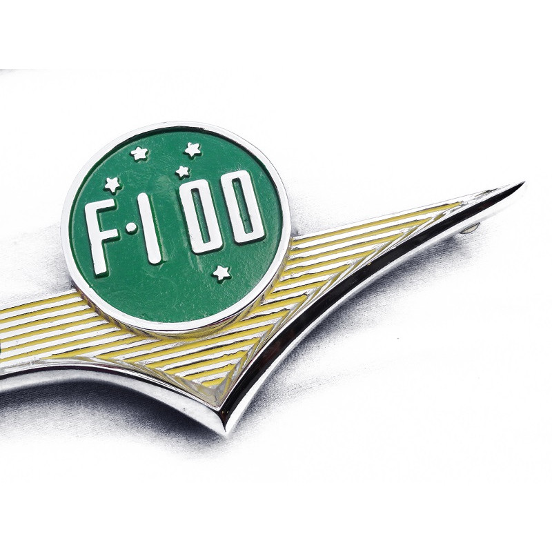 Emblema Lateral Ford F-100 58 à 61 Nacional Cromado Novo Par 