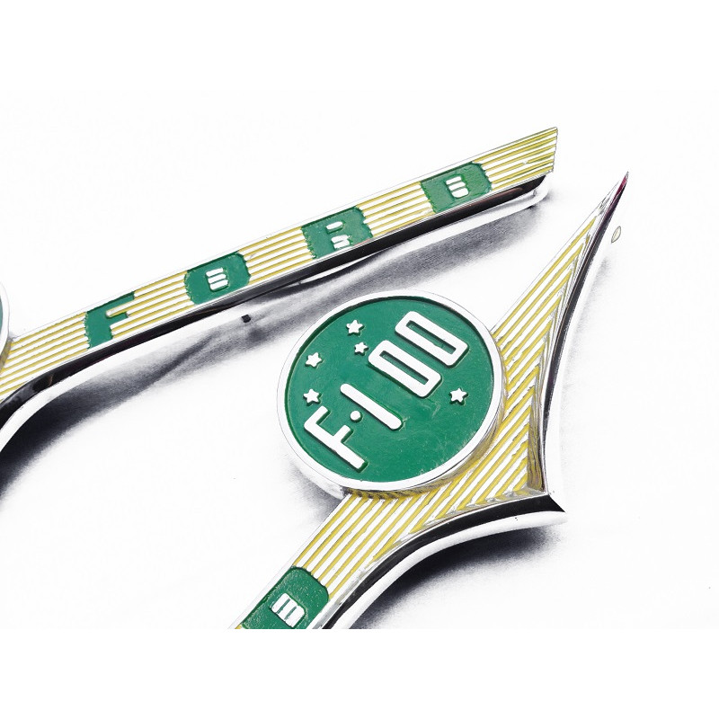 Emblema Lateral Ford F-100 58 à 61 Nacional Cromado Novo Par 