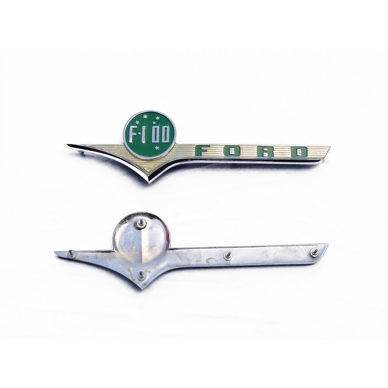 Emblema Lateral Ford F-100 58 à 61 Nacional Cromado Novo Par 