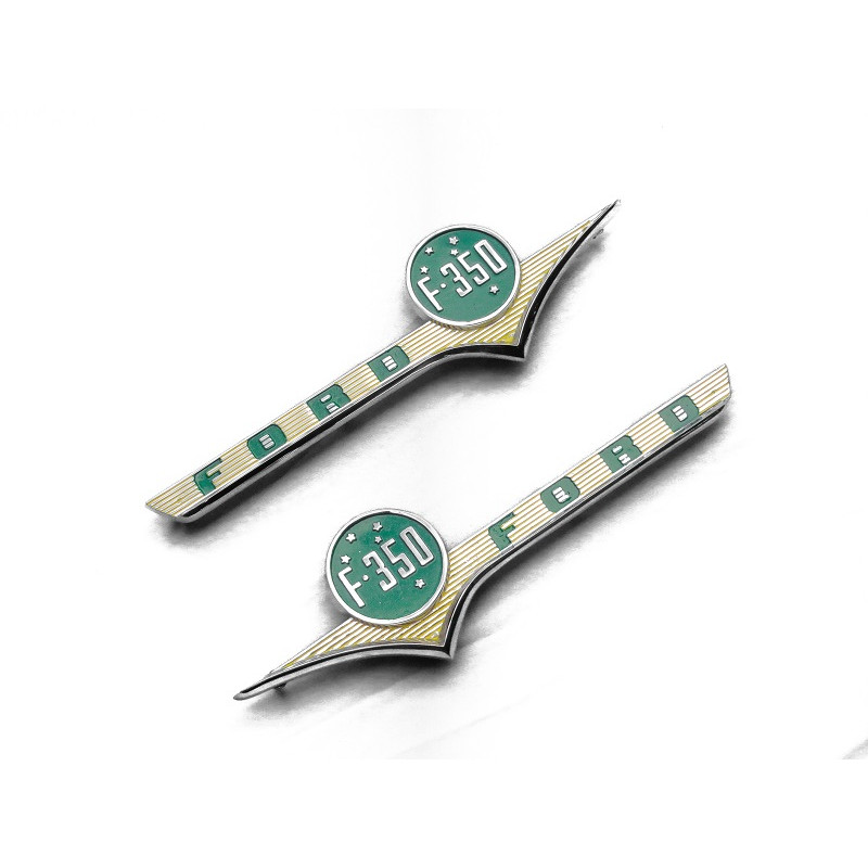 Emblema Lateral Ford F-350 58 à 61 Nacional Cromado Novo Par 