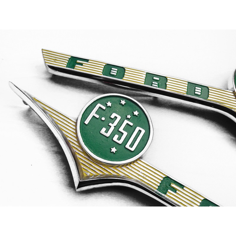 Emblema Lateral Ford F-350 58 à 61 Nacional Cromado Novo Par 