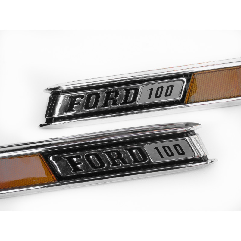 Emblema Lateral Capô Ford F-100 72 à 79 Restaurado Lente Reprodução Par 