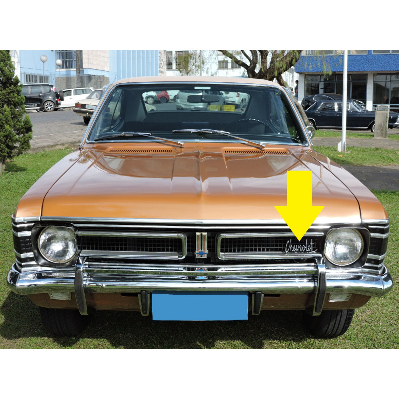 Emblema Chevrolet Grade Opala 1971 e 1972 Gran Luxo De Luxo Polido Novo