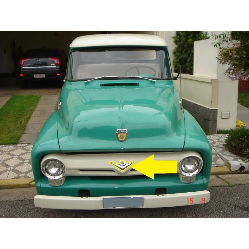 Emblema V8 Grade Dianteira Ford F-100 1956 a 1961 Novo Cromado