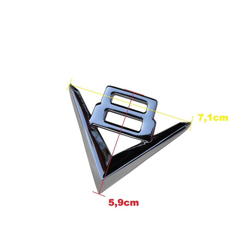 Emblema V8 Universal Cromado Antigo Novo Vintage Pequeno
