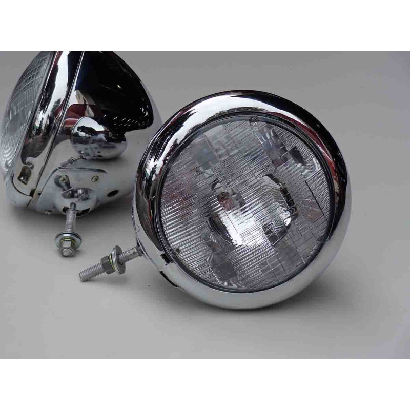 Farol com Bojo Cromado Década 30 Hot Rod Antigos Universal - Par