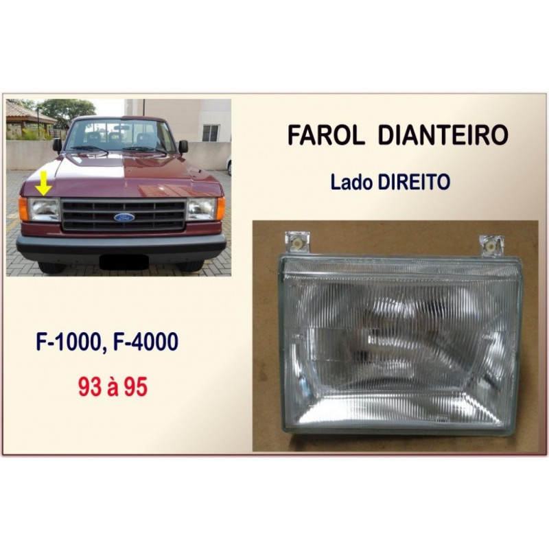 Farol Dianteiro F-1000, F-4000 93 à 95 Vidro Orgus Direito