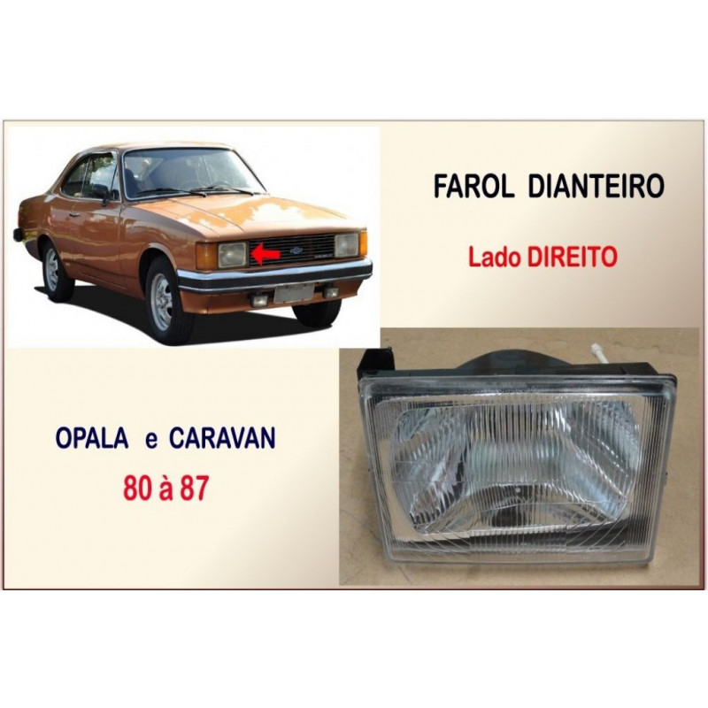 Farol Dianteiro Opala e Caravan 80 à 87 Direito Plástico