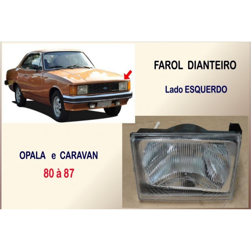 Farol Dianteiro Opala e Caravan 80 à 87 Esquerdo Plástico