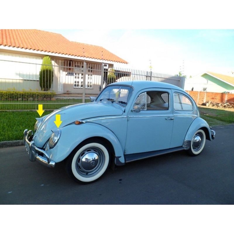 Farol Dianteiro com Aba Fusca 1963 a 1972 Olho Sapo/Boi - Par