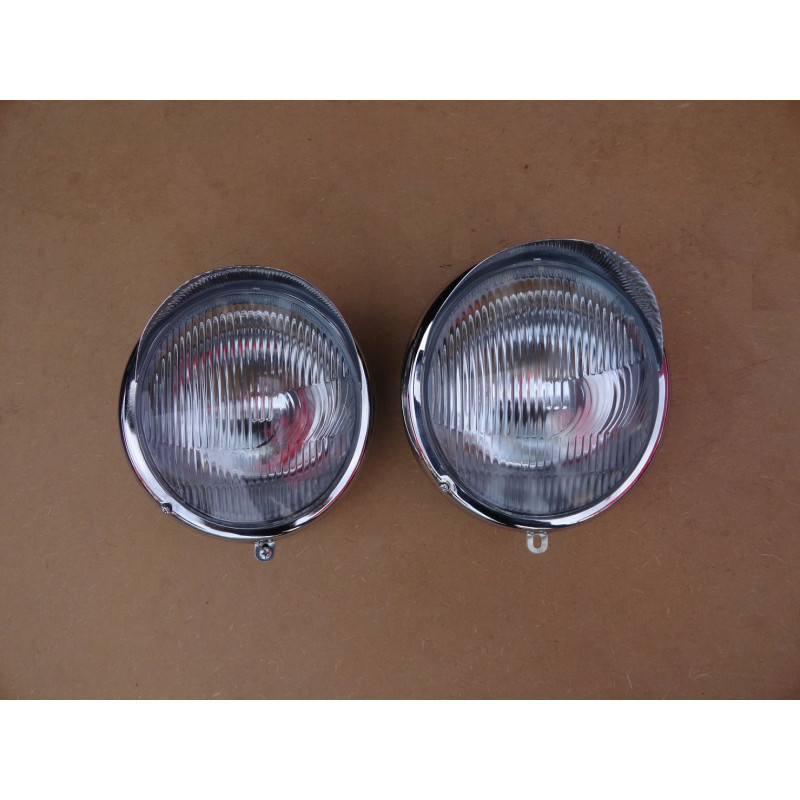 Farol Dianteiro com Aba Fusca 1963 a 1972 Olho Sapo/Boi - Par