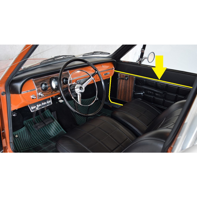 Forro Porta e Traseira Belina I 1970 Preto com Jacarandá Completo - Jogo