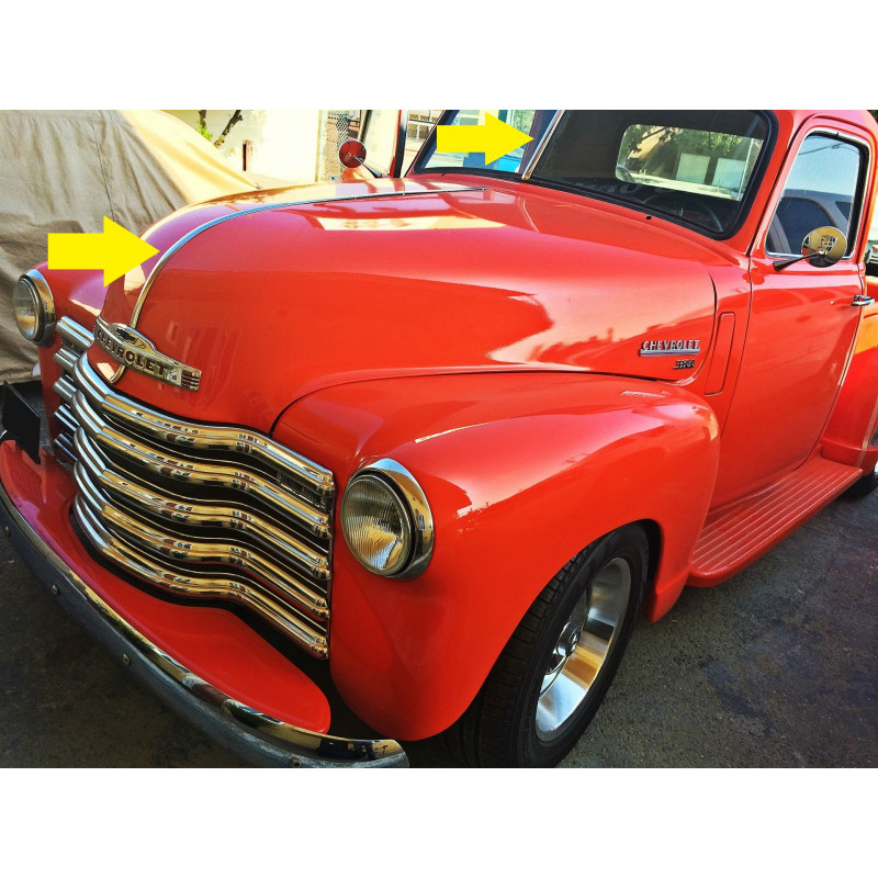 Friso Central Parabrisa + Capô Polido Chevrolet Boca Sapo 1947 a 1953
