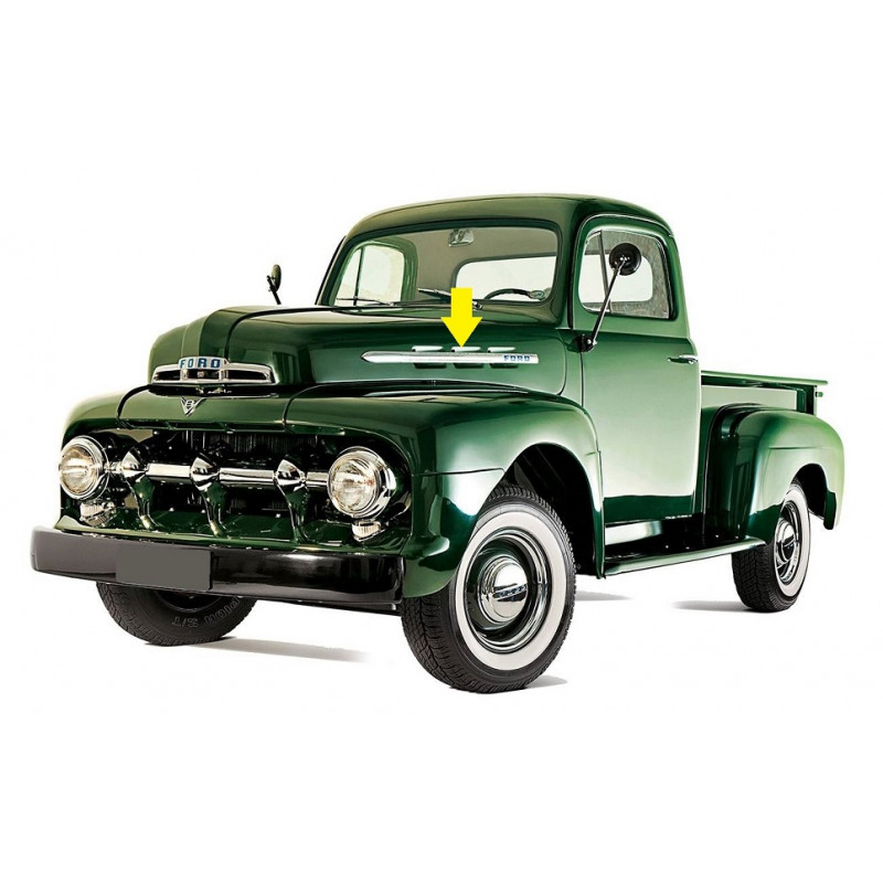 Friso Flecha Lateral Capô F-1 1951 e 1952 Alumínio Fundido Par