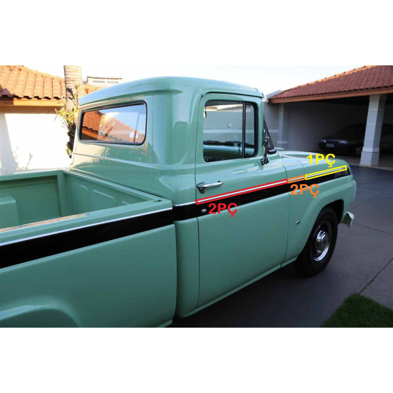 Friso Lateral Porta Capô Ford F-100 Twin Beam 1968 a 1971 Parcial Usado