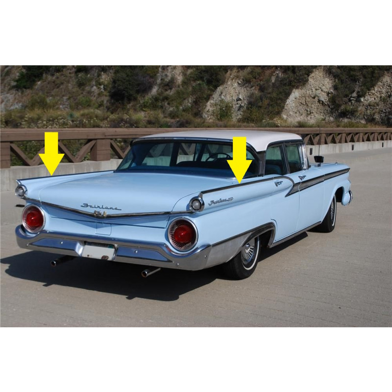 Friso Superior Lateral Traseira Ford Fairlane 1959 4 Portas Original Usado - Par