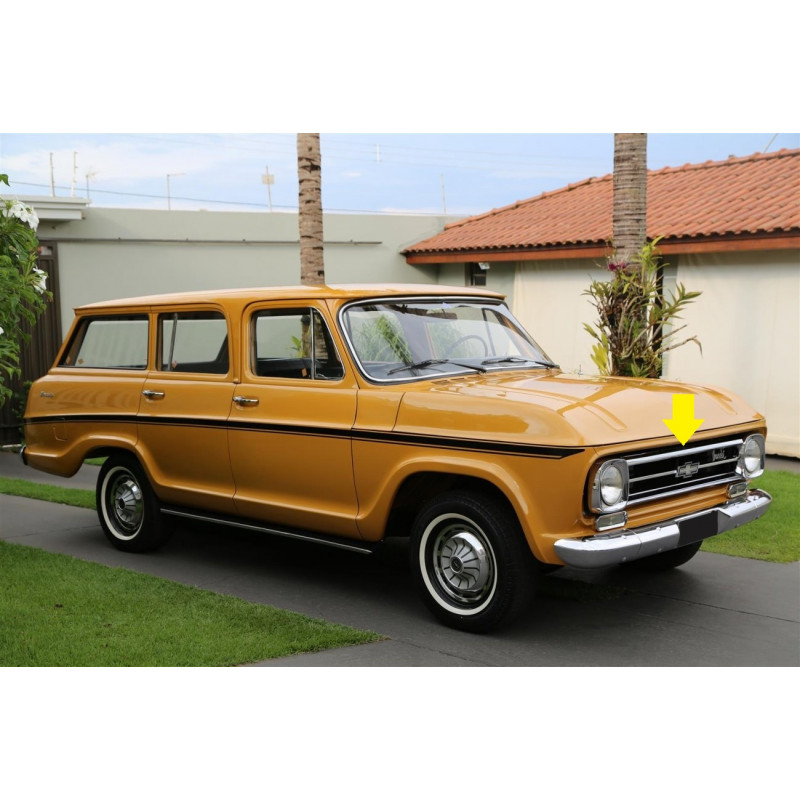 Grade Dianteira E Aro com Emblema Veraneio C-10 D-60 C-60 1971 a 1978