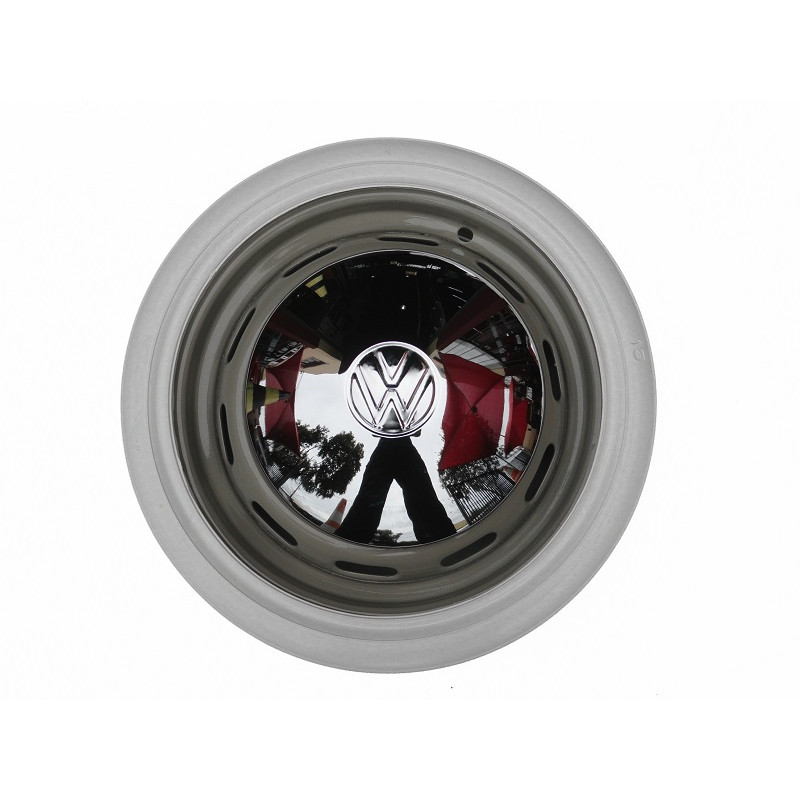 Roda Fusca 5 Furos 67 Em Diante Aro 15 Tala 4 c/ Calota e Faixa Branca Jogo