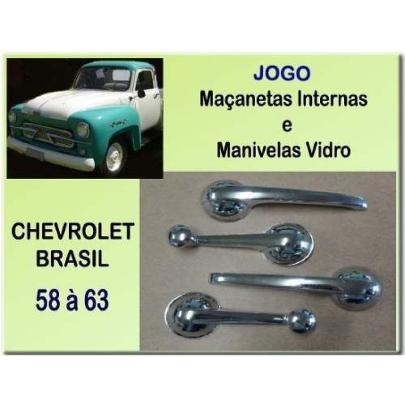 Maçaneta Interna e Manivela Vidro Chevrolet Brasil 58 à 63 - Jogo